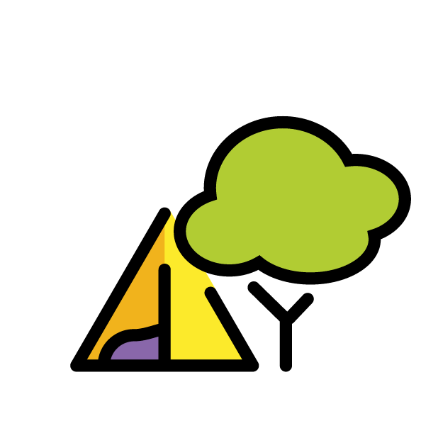 Camping as drawn by OpenMoji in 1.0
