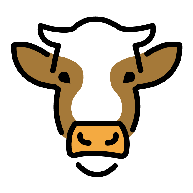 Cow Face as drawn by OpenMoji in 1.0