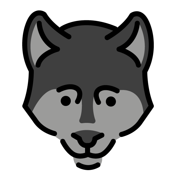Wolf as drawn by OpenMoji in 1.0