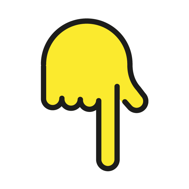Backhand Index Pointing Down as drawn by OpenMoji in 1.0