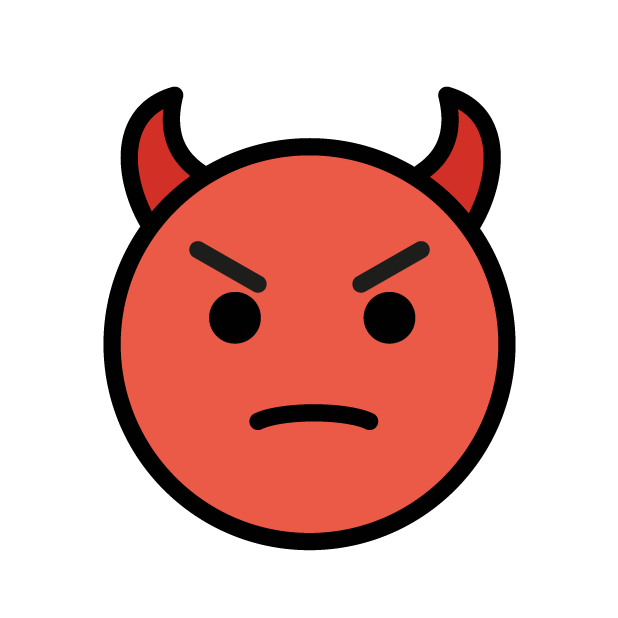 Angry Face with Horns as drawn by OpenMoji in 1.0