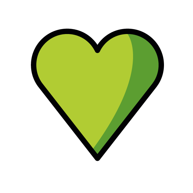 Green Heart as drawn by OpenMoji in 1.0