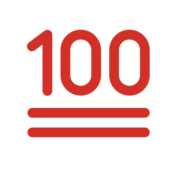 100 درجة as drawn by OpenMoji in 1.0