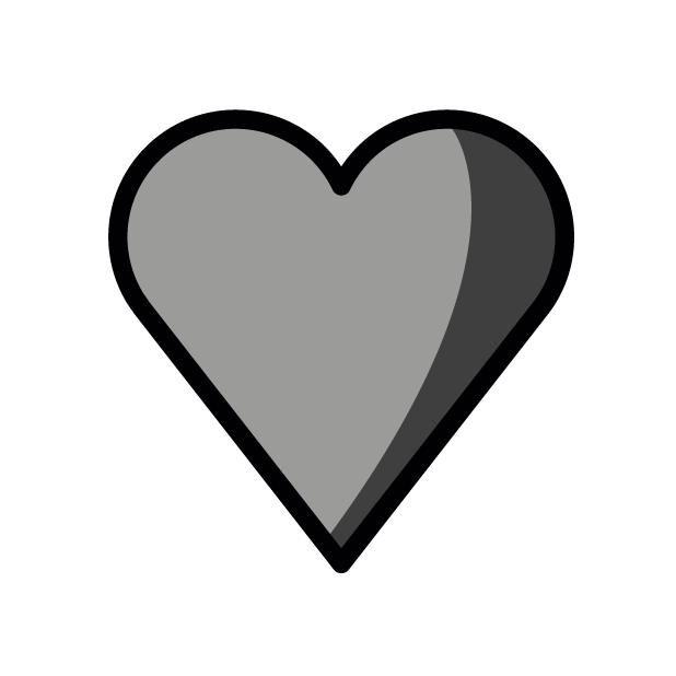 Black Heart as drawn by OpenMoji in 1.0