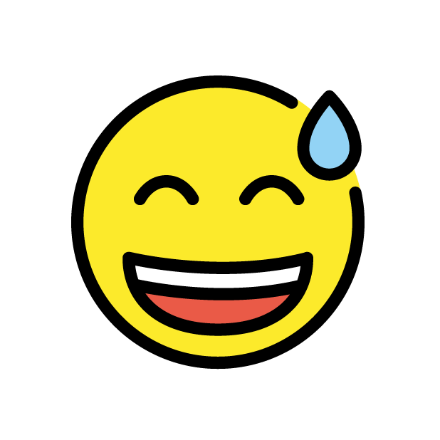 Grinning Face with Sweat, the design in this release