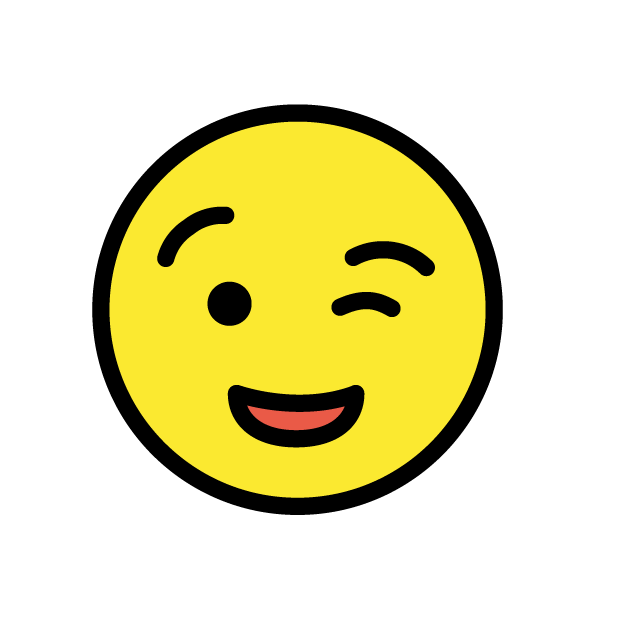 Cara Guiñando El Ojo as drawn by OpenMoji in 1.0