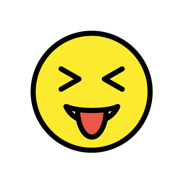 Squinting Face with Tongue as drawn by OpenMoji in 1.0