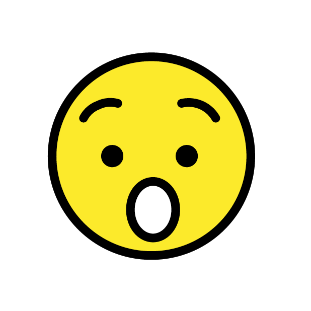 Hushed Face as drawn by OpenMoji in 1.0