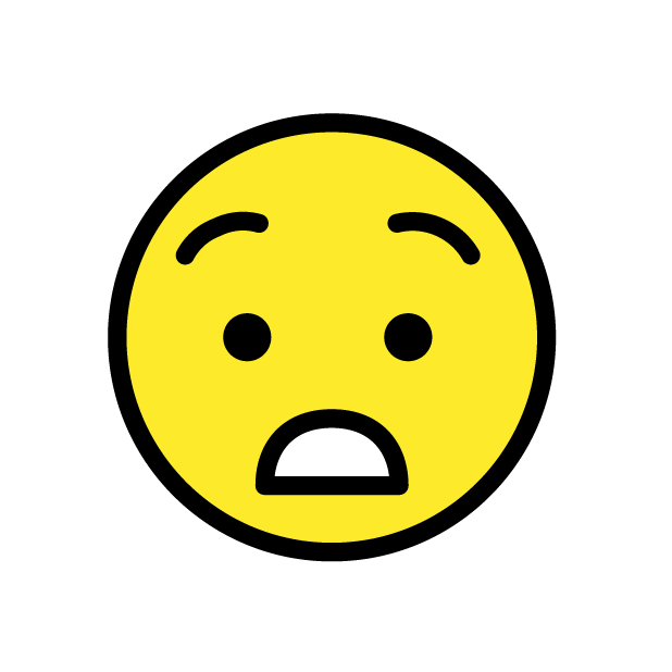 Astonished Face as drawn by OpenMoji in 1.0