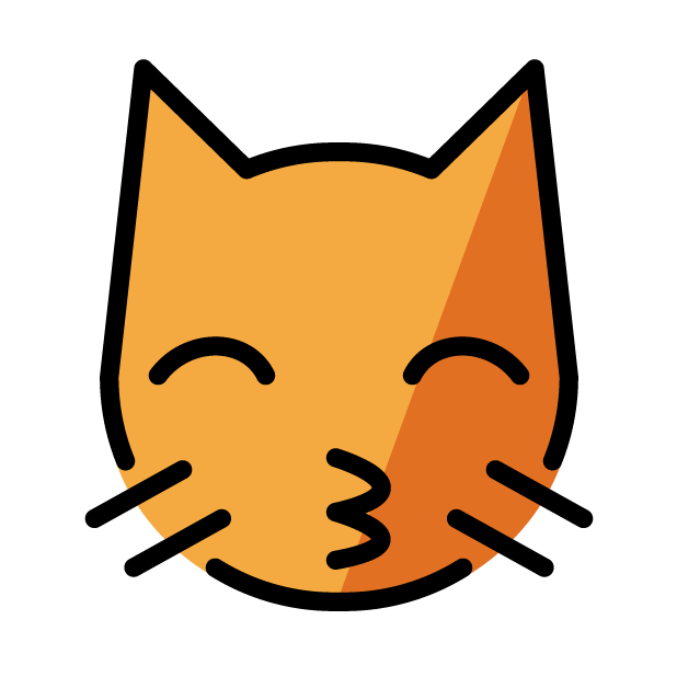 Kissing Cat as drawn by OpenMoji in 1.0