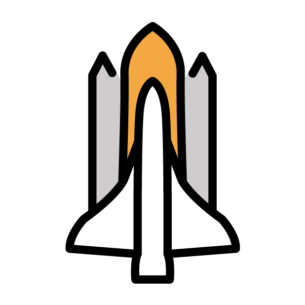 Rocket as drawn by OpenMoji in 1.0
