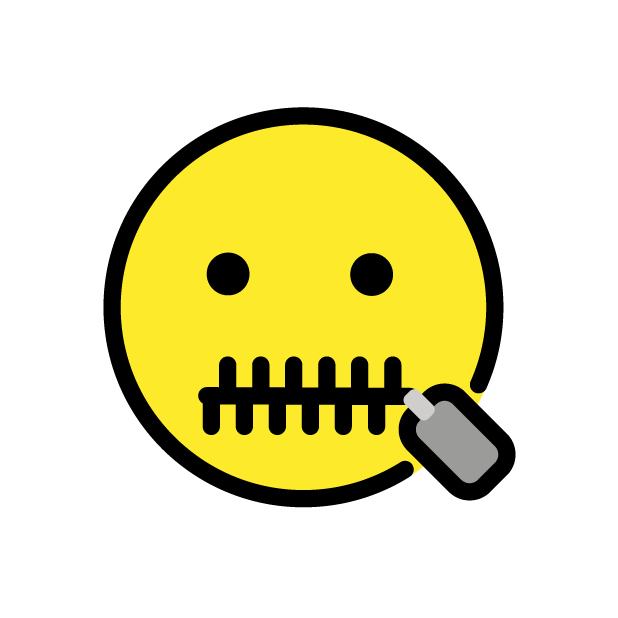 Zipper-Mouth Face as drawn by OpenMoji in 1.0