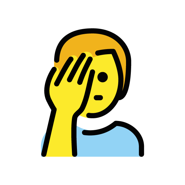 Man Facepalming as drawn by OpenMoji in 1.0