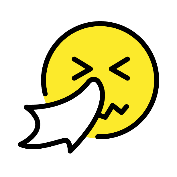 Sneezing Face as drawn by OpenMoji in 1.0