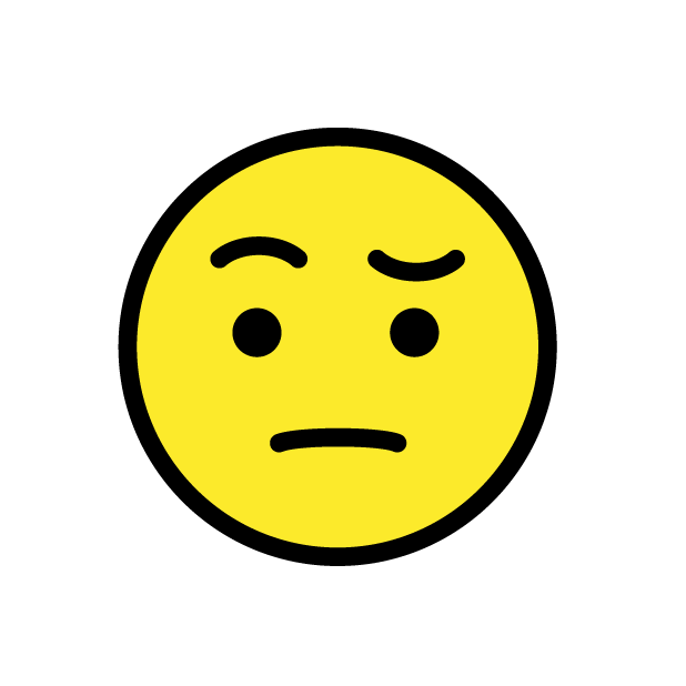 Gesicht Mit Hochgezogenen Augenbrauen as drawn by OpenMoji in 1.0