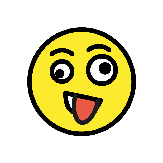 Zany Face as drawn by OpenMoji in 1.0