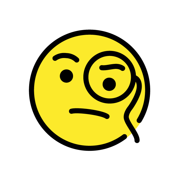 Face with Monocle as drawn by OpenMoji in 1.0