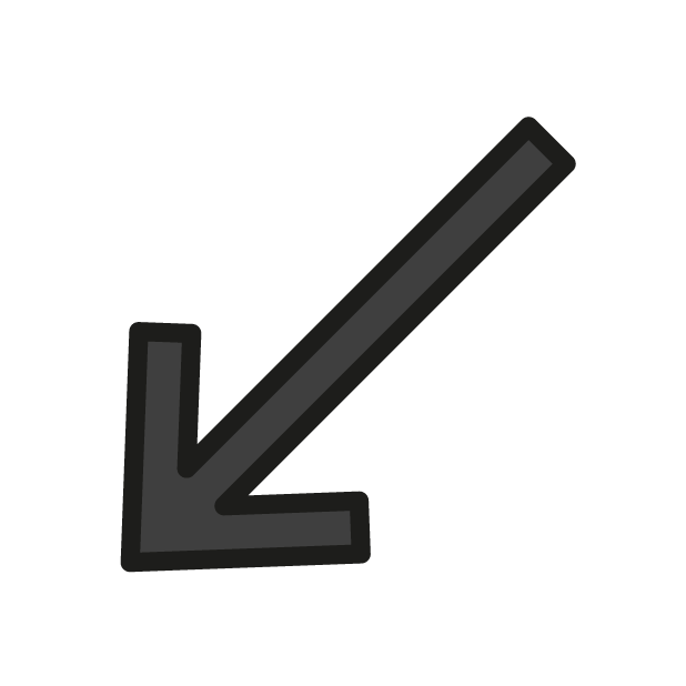 Down-Left Arrow as drawn by OpenMoji in 1.0