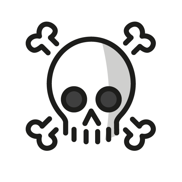 Skull and Crossbones as drawn by OpenMoji in 1.0