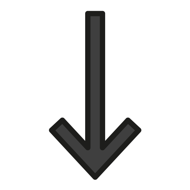 Down Arrow as drawn by OpenMoji in 1.0