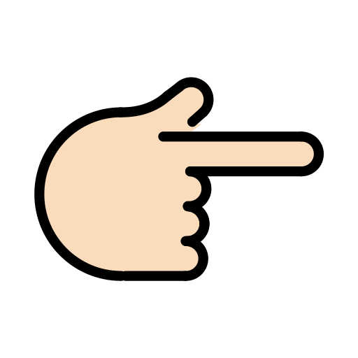 Backhand Index Pointing Right: Light Skin Tone, the design in this release