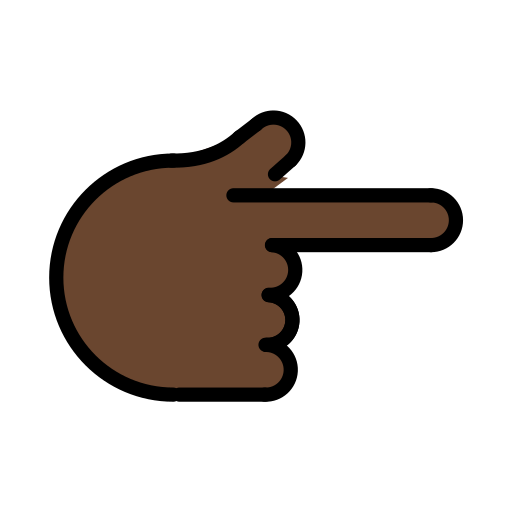 Backhand Index Pointing Right: Dark Skin Tone, the design in this release