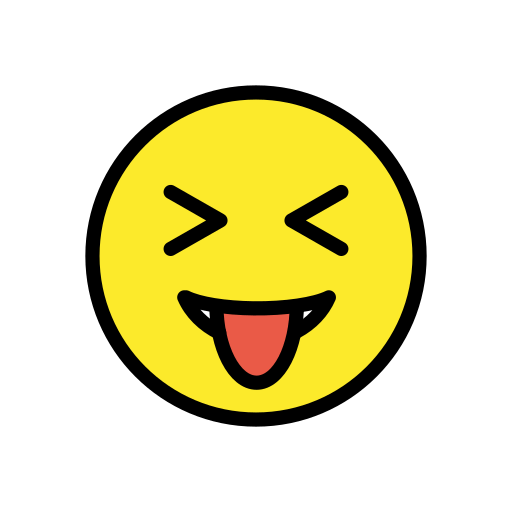 Squinting Face with Tongue as drawn by OpenMoji in 12.0