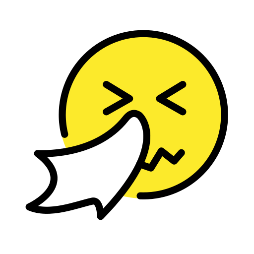 Sneezing Face as drawn by OpenMoji in 12.0