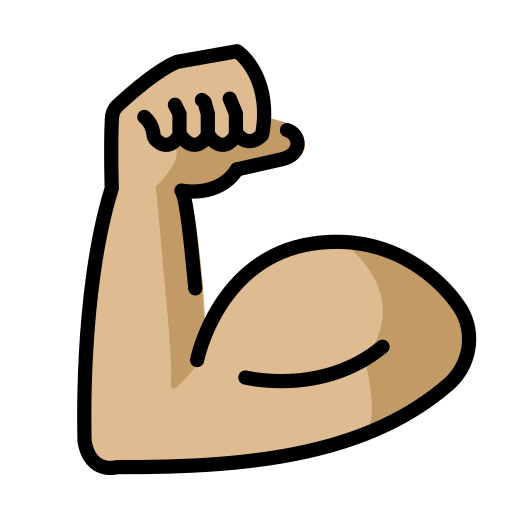 Flexed Biceps: Medium-Light Skin Tone as drawn by OpenMoji in 12.2