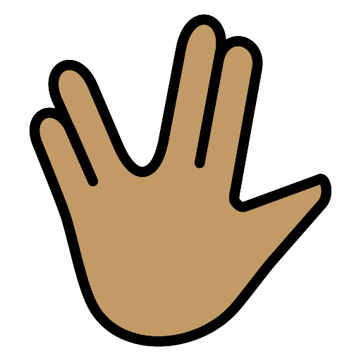 Vulcan Salute: Medium Skin Tone as drawn by OpenMoji in 12.2