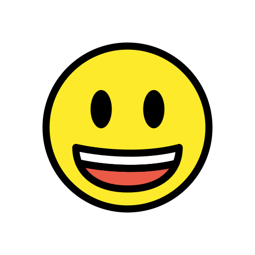Grinning Face with Big Eyes as drawn by OpenMoji in 12.2