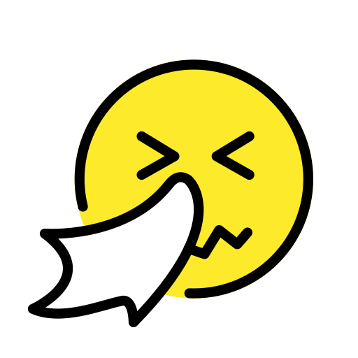 Sneezing Face as drawn by OpenMoji in 12.2