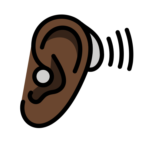 Ear with Hearing Aid: Dark Skin Tone, the previous design