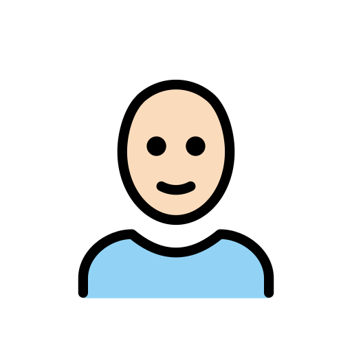 Person: Light Skin Tone, Bald, the design in this release