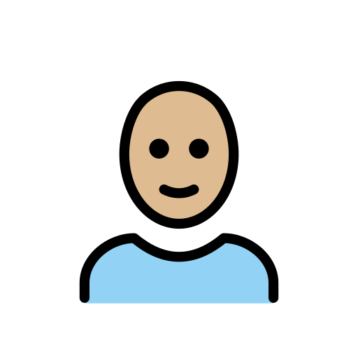 Person: Medium-Light Skin Tone, Bald, the design in this release