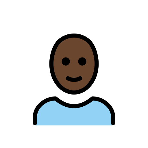 Person: Dark Skin Tone, Bald, the design in this release