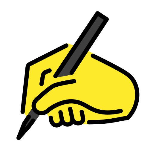 Writing Hand as drawn by OpenMoji in 12.2