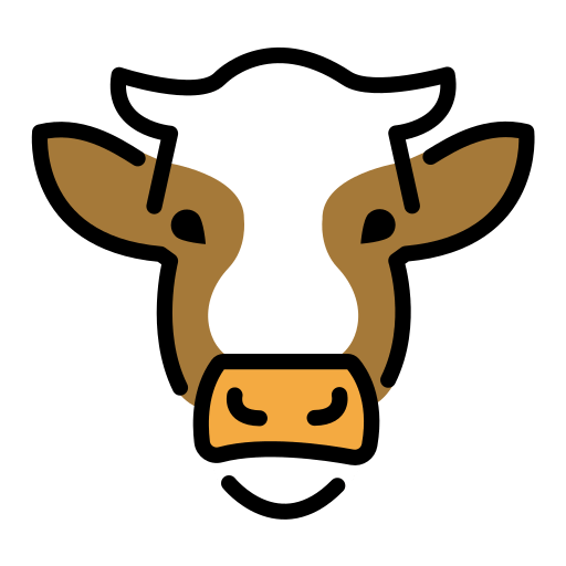 Cow Face as drawn by OpenMoji in 12.3