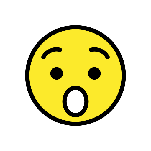 Hushed Face as drawn by OpenMoji in 12.3