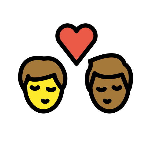 Kiss: Man, Man, Dark Skin Tone, Medium-Dark Skin Tone, the design in this release