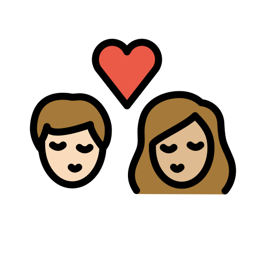 Kiss: Woman, Man, Light Skin Tone, Medium-Light Skin Tone, the design in this release