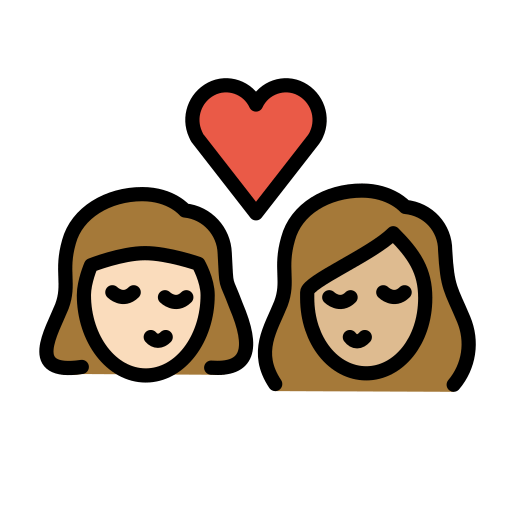 Kiss: Woman, Woman, Light Skin Tone, Medium-Light Skin Tone, the design in this release