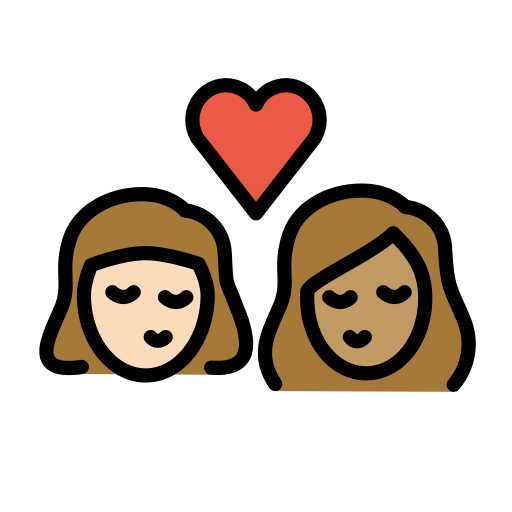 Kiss: Woman, Woman, Light Skin Tone, Medium Skin Tone, the design in this release
