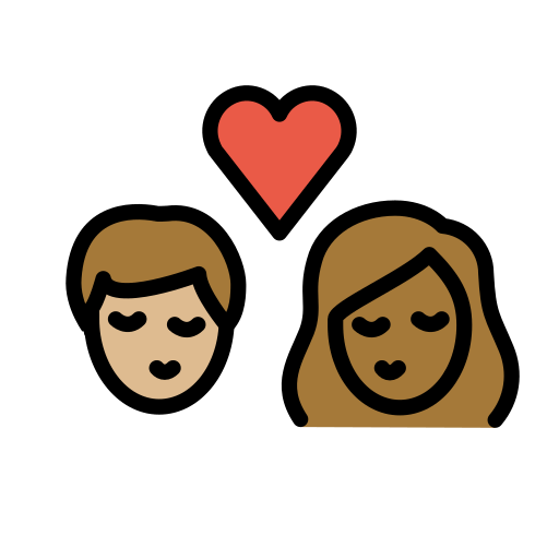 Kiss: Woman, Man, Medium-Light Skin Tone, Medium-Dark Skin Tone, the design in this release