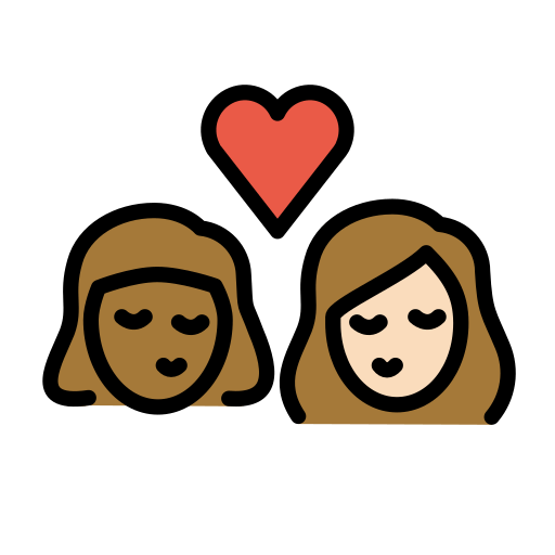 Kiss: Woman, Woman, Medium-Dark Skin Tone, Light Skin Tone, the design in this release
