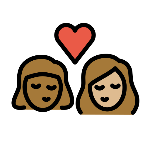 Kiss: Woman, Woman, Medium-Dark Skin Tone, Medium-Light Skin Tone, the design in this release