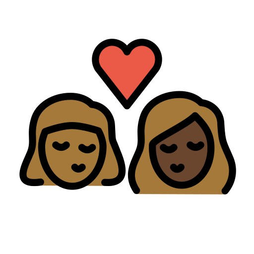 Kiss: Woman, Woman, Medium-Dark Skin Tone, Dark Skin Tone, the design in this release