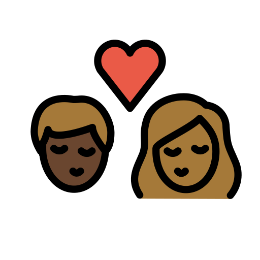 Kiss: Woman, Man, Dark Skin Tone, Medium-Dark Skin Tone, the design in this release