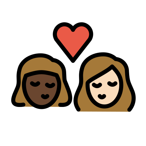 Kiss: Woman, Woman, Dark Skin Tone, Light Skin Tone, the design in this release