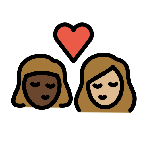 Kiss: Woman, Woman, Dark Skin Tone, Medium-Light Skin Tone, the design in this release